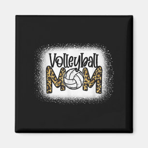 Volleyball Mom Women Leopard Cute Bleached Fun Mot Magnet