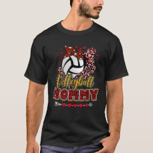 Volleyball Mommy Sport Leopard Mother Grandma Fami T-Shirt