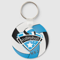 Volleyball -  Monogram  - Baby Blue, White & Black