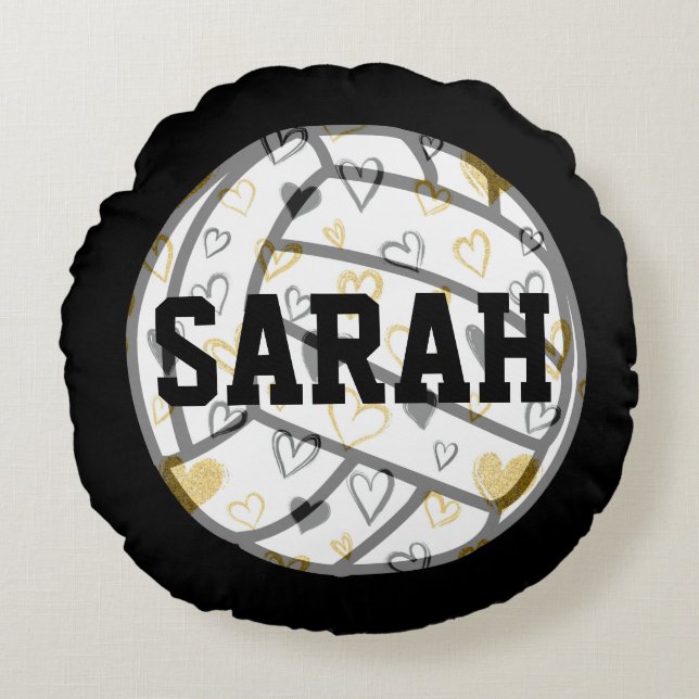 Volleyball Monogram Round Pillow (Front)