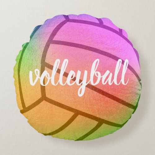 Volleyball Multicolored Monogram Round Pillow