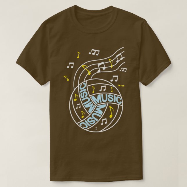 Volleyball music notes gift T-Shirt (Design Front)