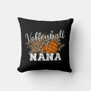 Volleyball Nana Leopard Fun Volleyball Nana  Throw Pillow