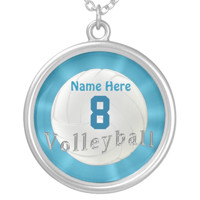 Volleyball Necklace with Number and Name (Front)