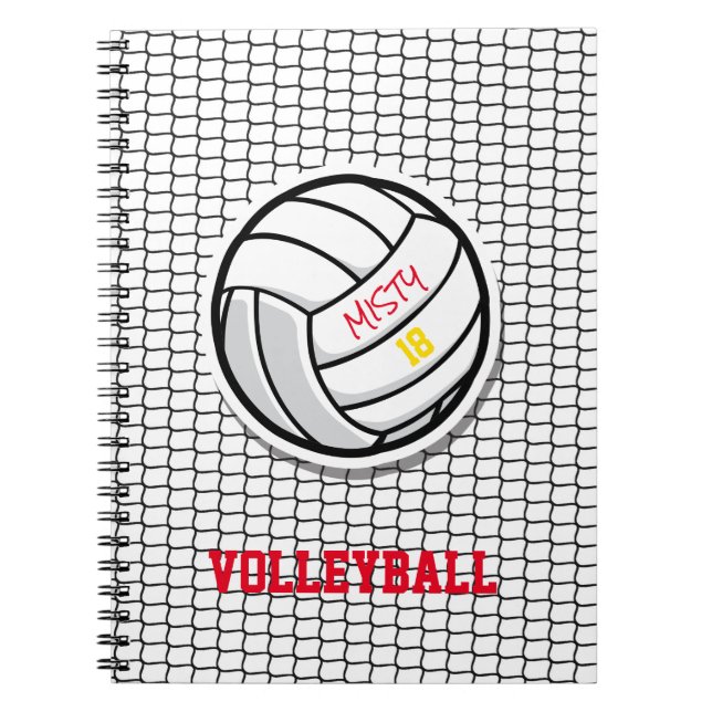 Volleyball Net Custom Player Name Number Ball Notebook (Front)