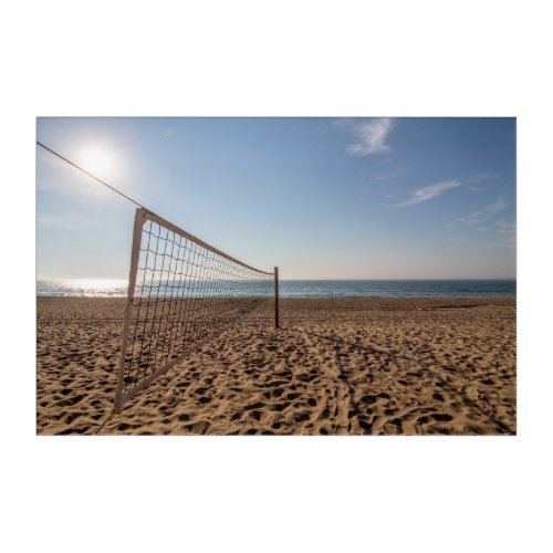 Volleyball net on the beach acrylic print