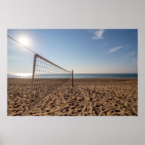 Volleyball net on the beach poster