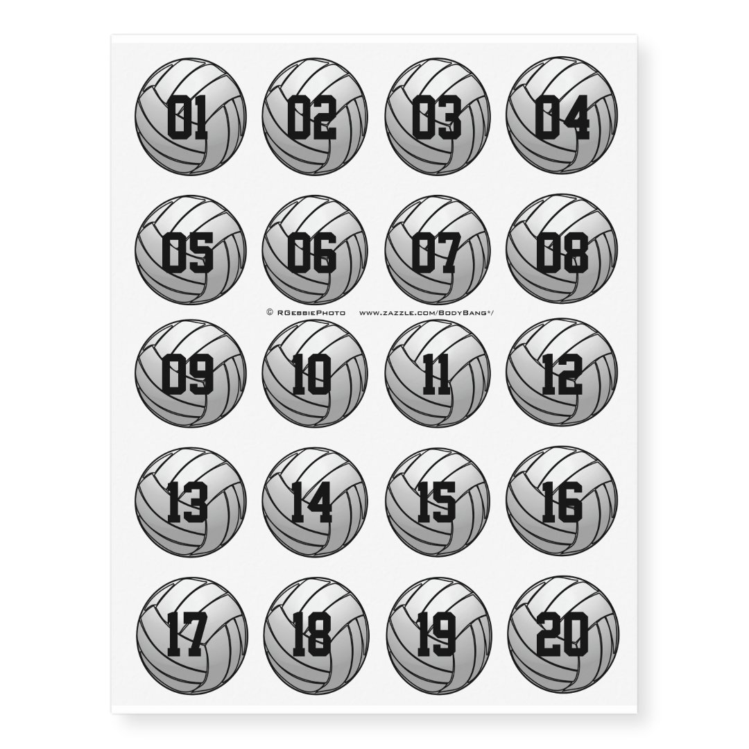 Volleyball Numbered Temporary Tattoos Zazzle