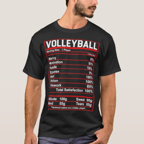 Volleyball Nutrition Facts 2 T_Shirt