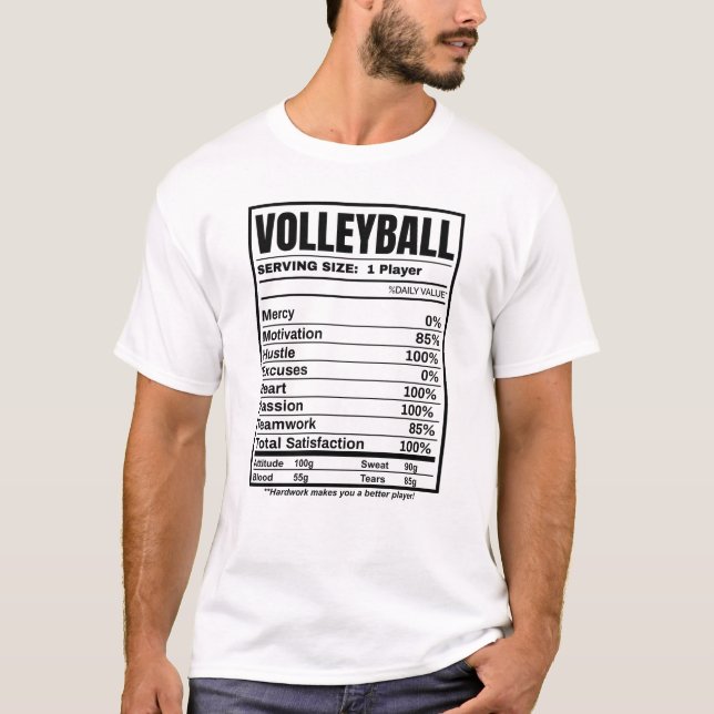 Volleyball Nutrition Facts T-Shirt (Front)