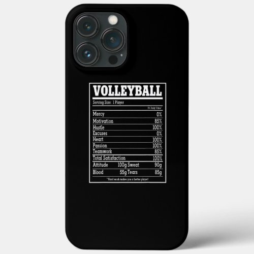 Volleyball Nutrition Facts Women Men Player  iPhone 13 Pro Max Case