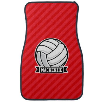 Volleyball On Red Diagonal Stripes Car Mat by Birthday_Party_House at Zazzle