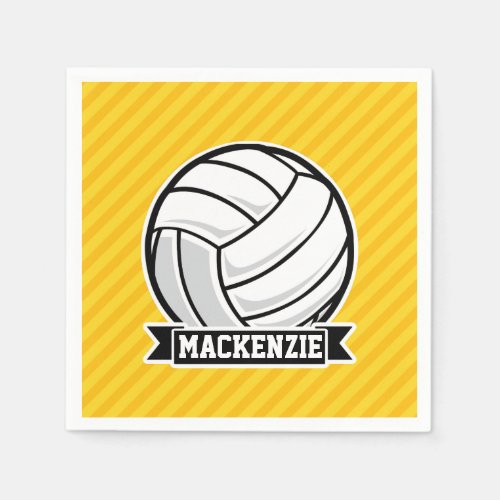 Volleyball on Yellow Stripes Napkins