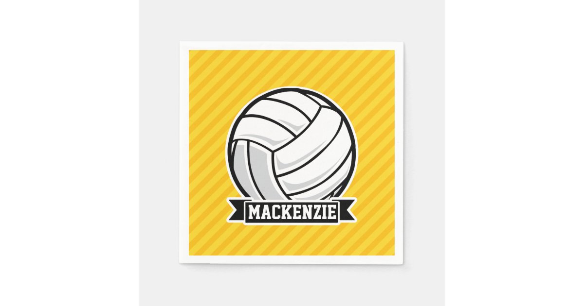 Volleyball on Yellow Stripes Napkins Zazzle