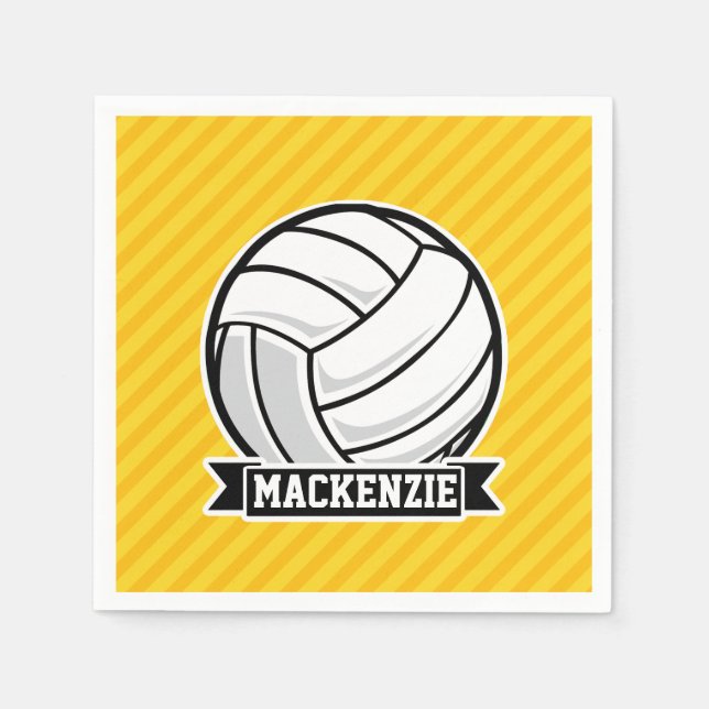 Volleyball on Yellow Stripes Napkins (Front)