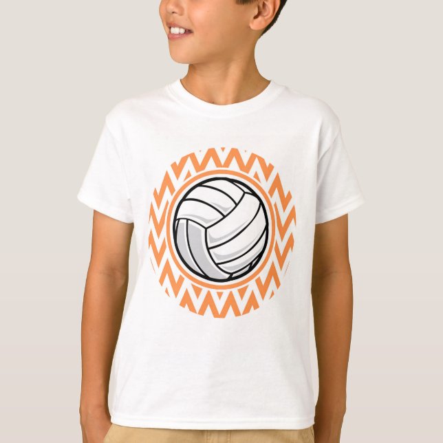 Volleyball; Orange and White Chevron T-Shirt (Front)