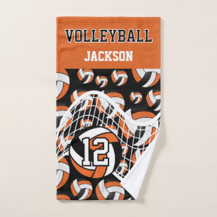 Volleyball - Orange, Black and White Hand Towel