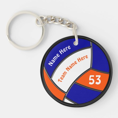 Volleyball Party Favors Gifts Orange and Blue Keychain