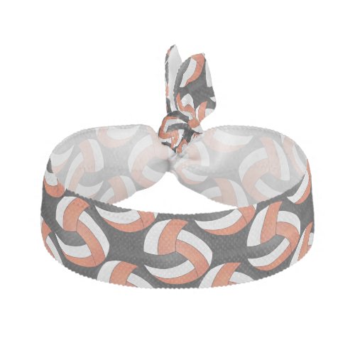 Volleyball  Pattern _ Orange White and Black Elastic Hair Tie