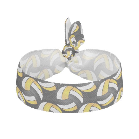 Volleyball Pattern Yellow White And Black Elastic Hair Tie