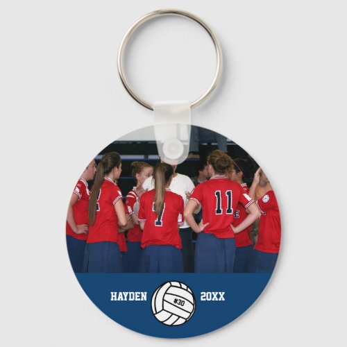 Volleyball Photo Name Team Number Custom  Keychain