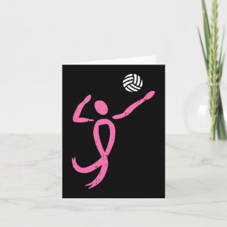 Volleyball Pink Ribbon Breast Cancer Awareness Spo Card