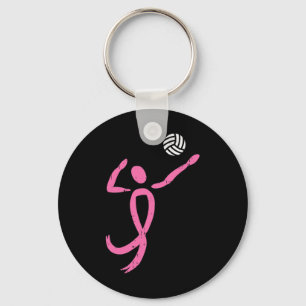 Volleyball Pink Ribbon Breast Cancer Awareness Spo Keychain