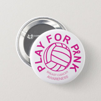 Volleyball Play for Breast Cancer Awareness Button