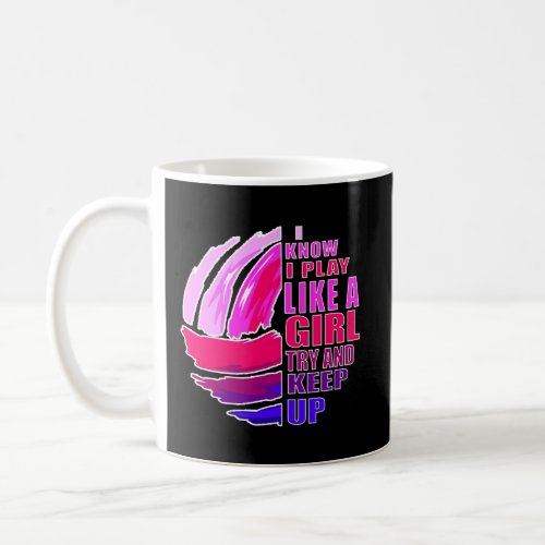 Volleyball Play Like A Girl Pink Purple Great Gift Coffee Mug