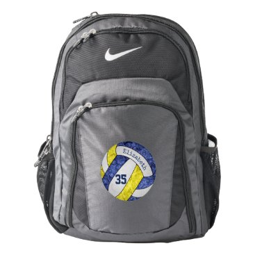 volleyball player backpack blue yellow team colors