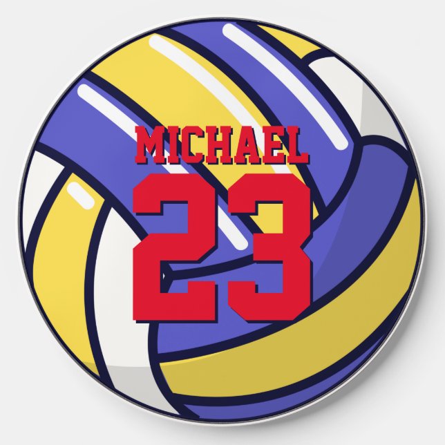 Volleyball Player Ball Personalized Name Sports Wireless Charger (Front)