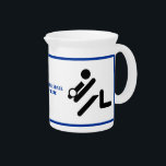 Volleyball player black, white, blue icon custom beverage pitcher<br><div class="desc">Volleyball player black, blue custom gift design that features a minimalist pictogram icon of a black silhouette volley player with ball and your text on white background with blue border. This cool design is a template and it is completely customizable. Personalize it and change text with monogram, name or your...</div>