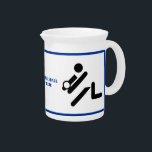 Volleyball player black, white, blue icon custom beverage pitcher<br><div class="desc">Volleyball player black, blue custom gift design that features a minimalist pictogram icon of a black silhouette volley player with ball and your text on white background with blue border. This cool design is a template and it is completely customizable. Personalize it and change text with monogram, name or your...</div>