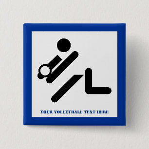 Volleyball player black, white, blue icon custom button