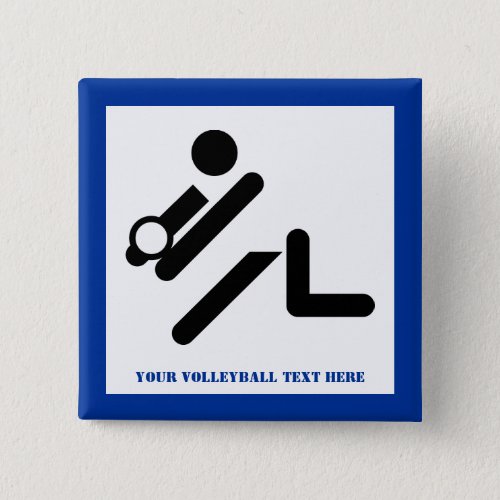 Volleyball player black white blue icon custom button