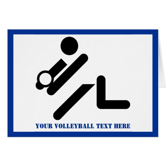 Volleyball player black, white, blue icon custom cards (Front Horizontal)