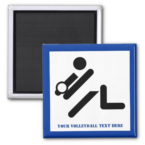 Volleyball player black white blue icon custom magnet