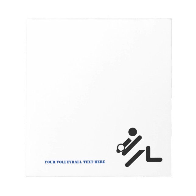 Volleyball player black, white, blue icon custom notepad (Front)