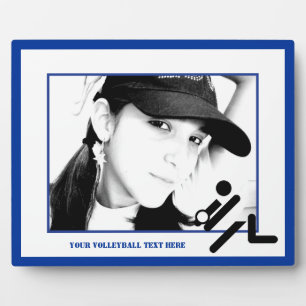 Volleyball player black, white, blue icon custom plaque