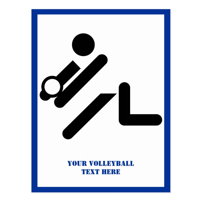 Volleyball player black, white, blue icon custom postcard