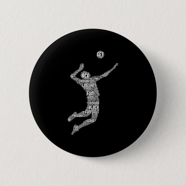 Volleyball Player Boys Youth Men  Button (Front)