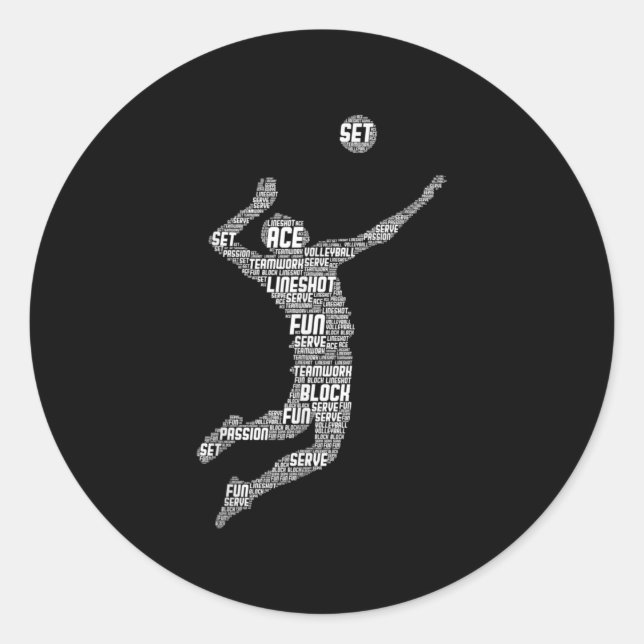 Volleyball Player Boys Youth Men  Classic Round Sticker (Front)