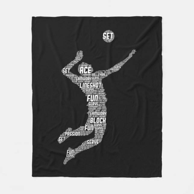 Volleyball Player Boys Youth Men Fleece Blanket (Front)