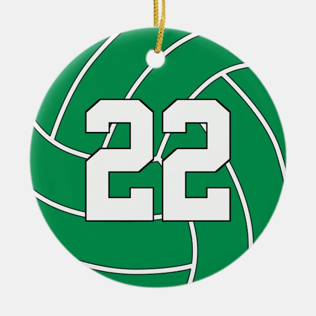 Volleyball Player Custom Jersey Number Christmas Ceramic Ornament (Front)