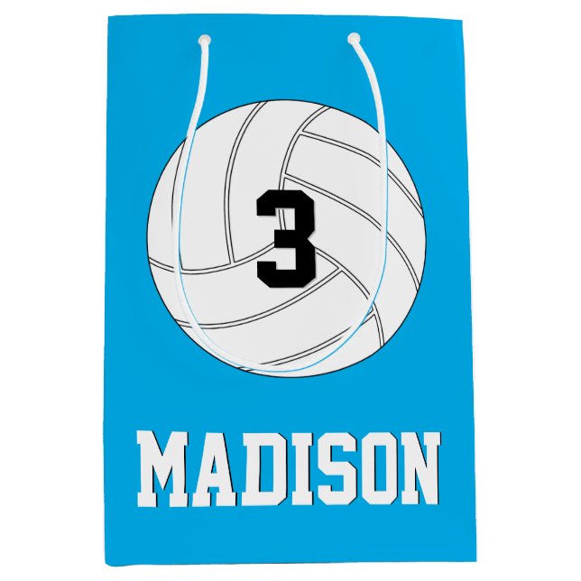Volleyball Player Custom Jersey Number & Team Name Medium Gift Bag (Front)