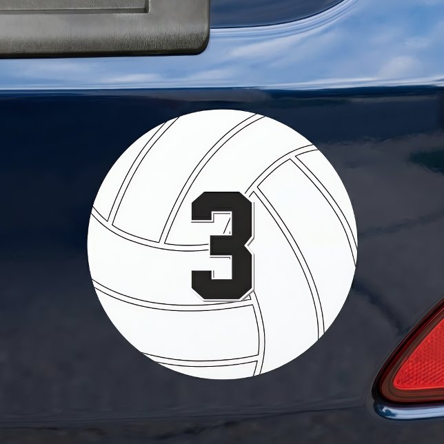 Volleyball Player Custom Number or Text Car Magnet (Customizable volleyball magnets. For your car, locker or fridge. Fun volleyball gifts for players.)