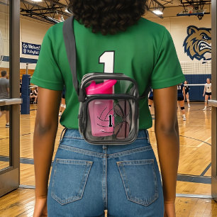 Volleyball Player Custom Number Text Clear Stadium Crossbody Bag