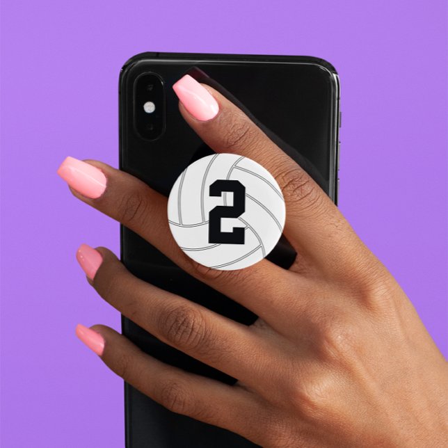 Volleyball Player Custom Number Text Personalized PopSocket (volleyball popsocket)