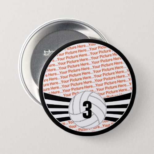 Volleyball Player Custom Photo  Jersey Number Pin