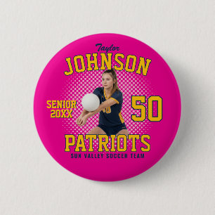 Volleyball Player Custom Photo Senior Sports Day Button